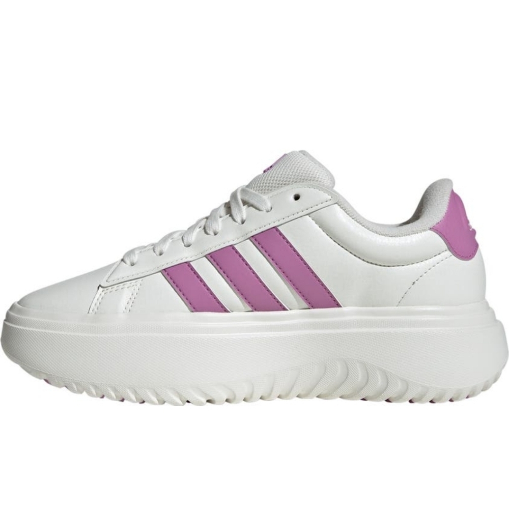 adidas White Platform Sneaker with Pink Stripes - Picture 8 of 8